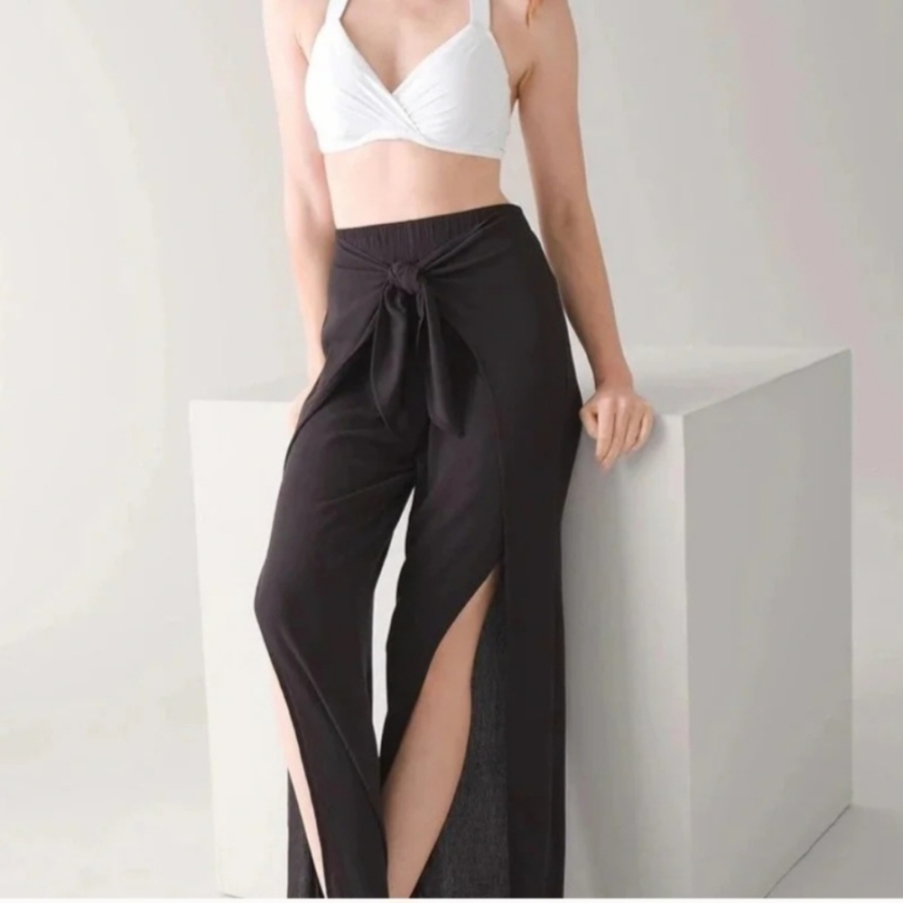 Serra Ladies Beach Pants Black Medium 8-10 Cover Up Wrap Tie Resortwear Coastal